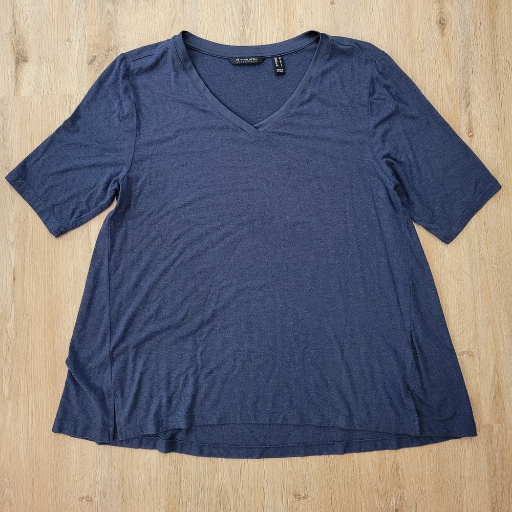 H by Halston shirt, size Medium, navy blue.